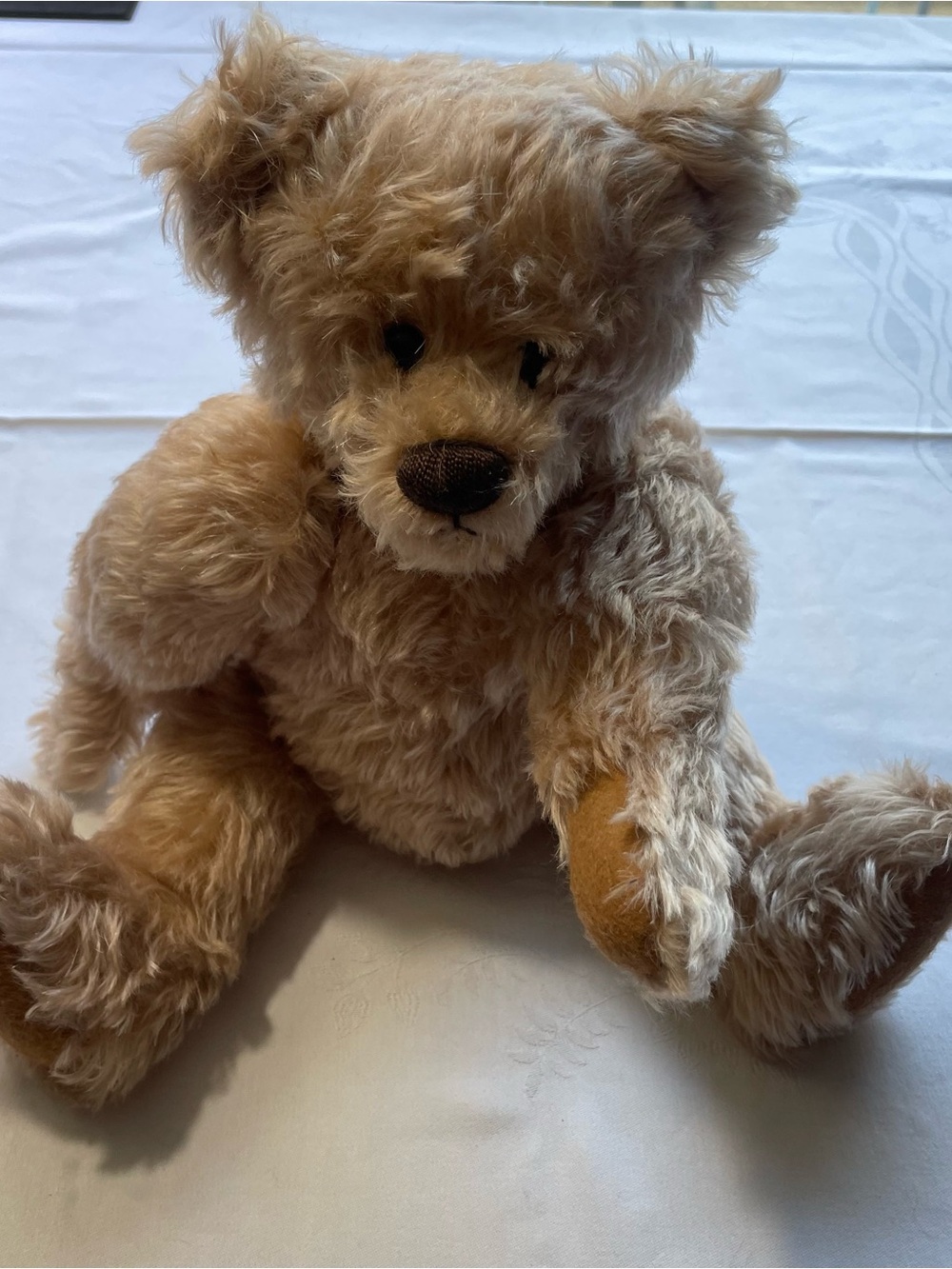 Vintage Jointed Teddy Bear Classic Light Brown Plush Stuffed Animal 16"